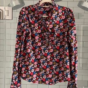 Knit ruffle placket Boden floral top